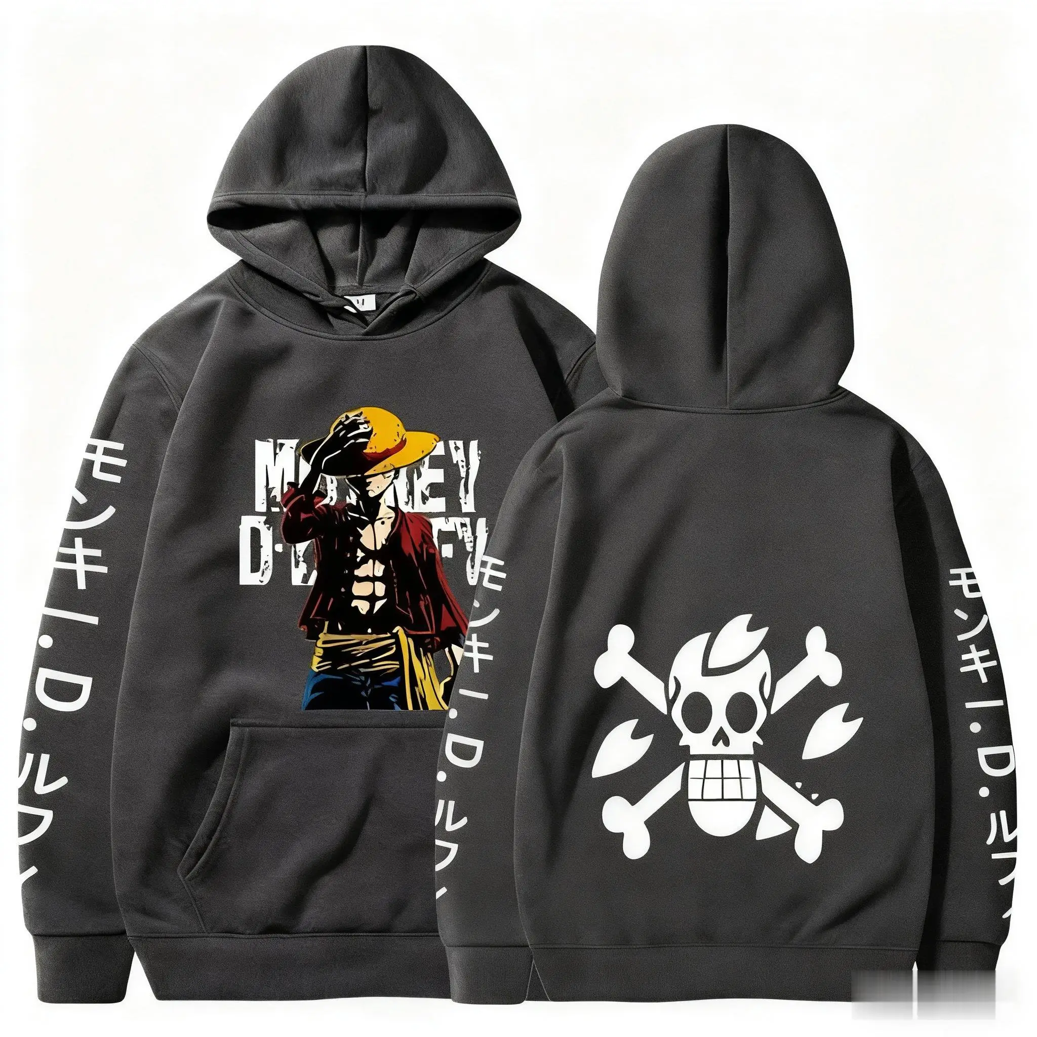 Een Stuk Anime Monkey D Luffy Hoodie Sweatshirt Mannen Vrouwen Nieuwe Cartoon Print Streetwear Cosplay Jas Casual Winter Trui