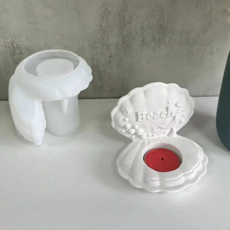 Beach Shell Candle Holder Mold Tealight Candlestick Resin Molds Concrete Candle Vessel Plaster Decor Mould Home Decor Gifts