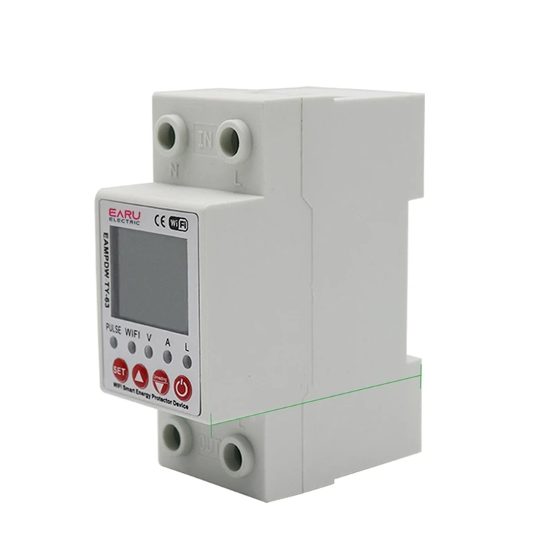 

2P 63A TUYA APP Wifi Smart Circuit Earth Leakage Over Under Voltage Protector Relay Device Switch Breaker Easy To Use