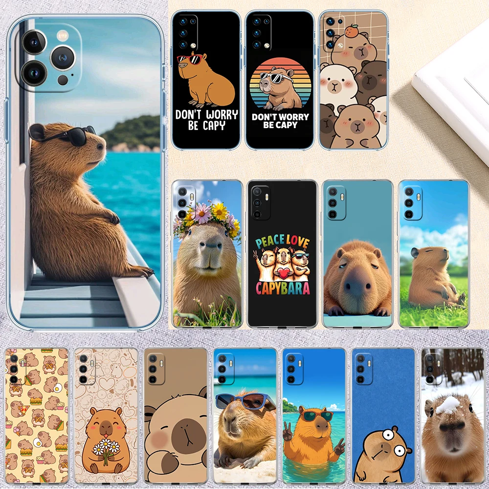 AA13 Cartoon  Capybara Transparent Phone Case for Motorola Moto Edge 20 30 40 50 S30 Fusion Ultra Pro Neo Lite