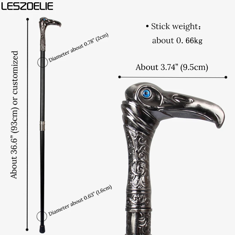 Серебряная голова орла с голубыми глазами, трость для мужчин, элегантная винтажная модная декоративная палочка для вечеринки, женские элегантные трости