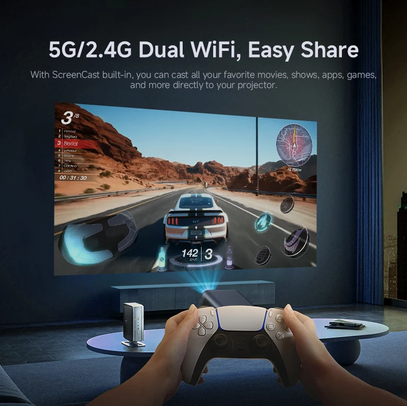 Android 13 Projector L018AA 4K Whale OS LCD Projector 320Ansi Lumens 1920X1080 Native Resolu Free 230° Intelligent Image Correct