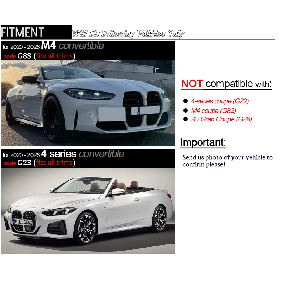 G83 Spoiler, Autoclave Dry Carbon Fiber Rear Spoiler for BMW 4 Series Convertible G23 2020 - 2026 430i 435i M440i G83 M4 Cabrio