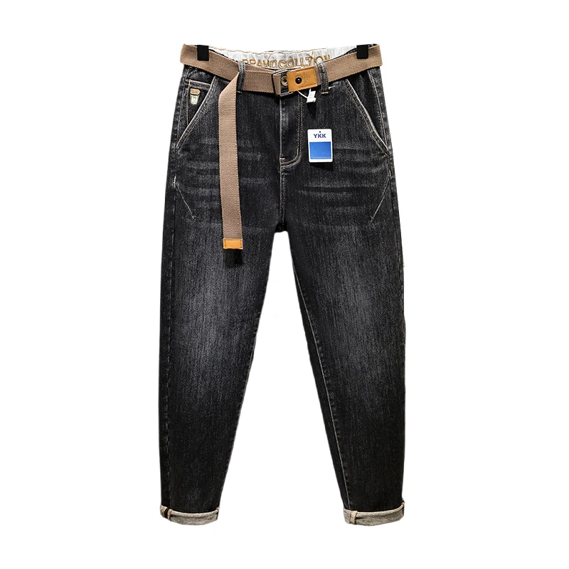 2024 Spring plus Size Xl Mens Denim Pants Stretch All-Matching Overweight Man Loose Casual Ankle Banded Pants