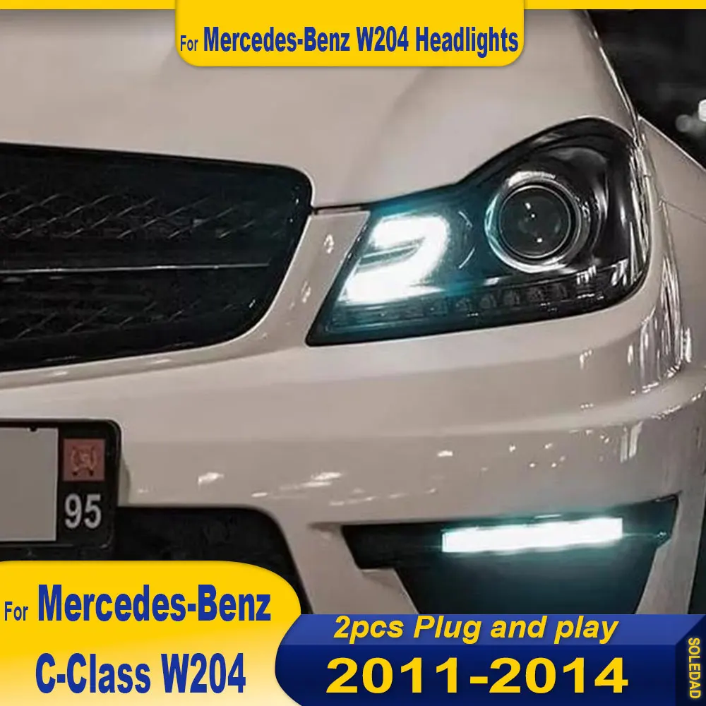 For Mercedes-Benz W204 Headlights 2011-2014 C200 C300 C Class latest Styling LED DRL Dual Projector Car Accessories Modified