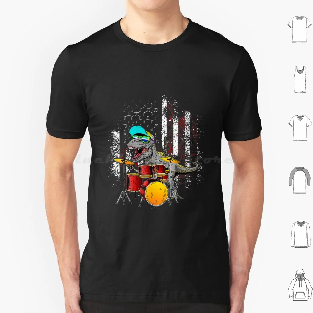 Grea Dinosaurs Drums Music Playing Rex T Shirt Cotton Men Women DIY Print Grea Dinosaurs Drums Music Playing Rex