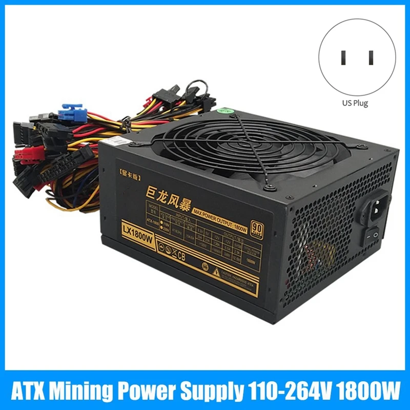 1800W Mining Power Supply 90% Efficiency PSU Support 8 Graphics Card GPU For ETH BTC Bitcoin Miner Rig