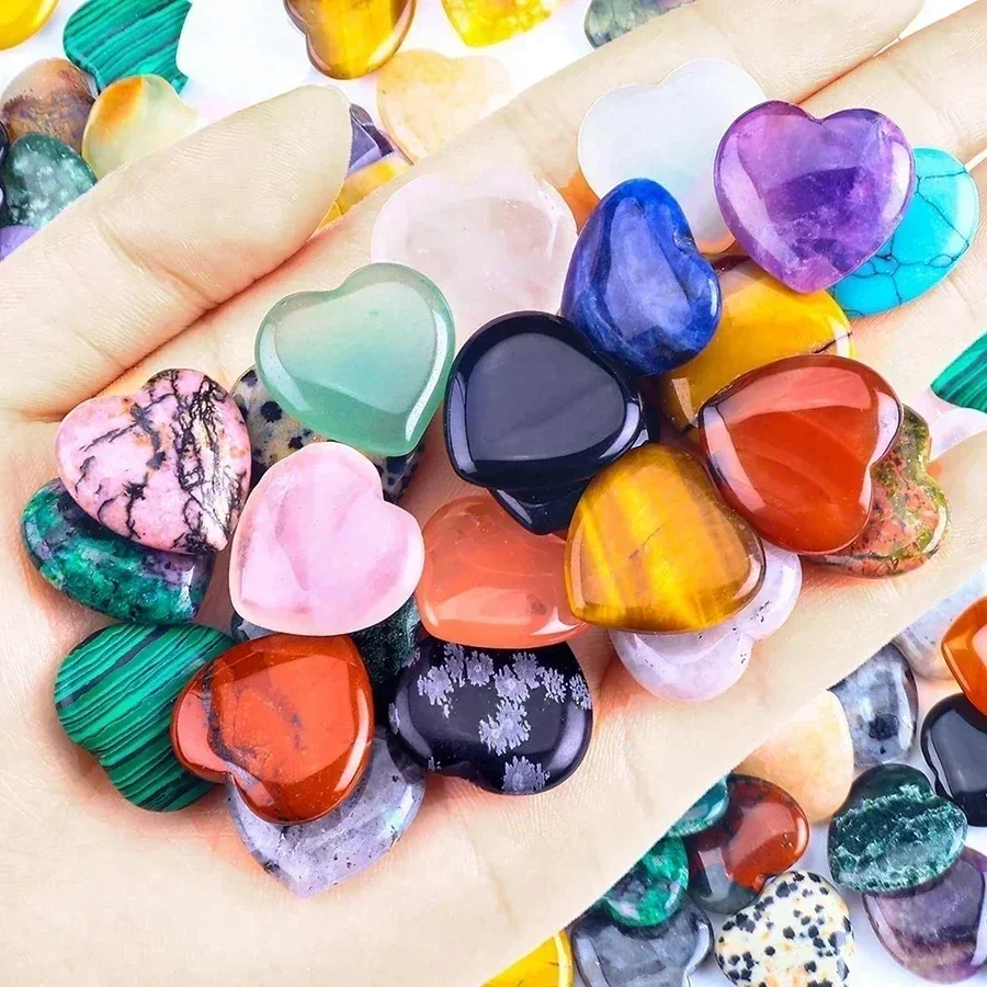 10/30/50PCS Heart Shape LOVE 20MM Natural Crystal Amethyst Agate Irregular Mineral Healing Stone Gravel  Home Decoration