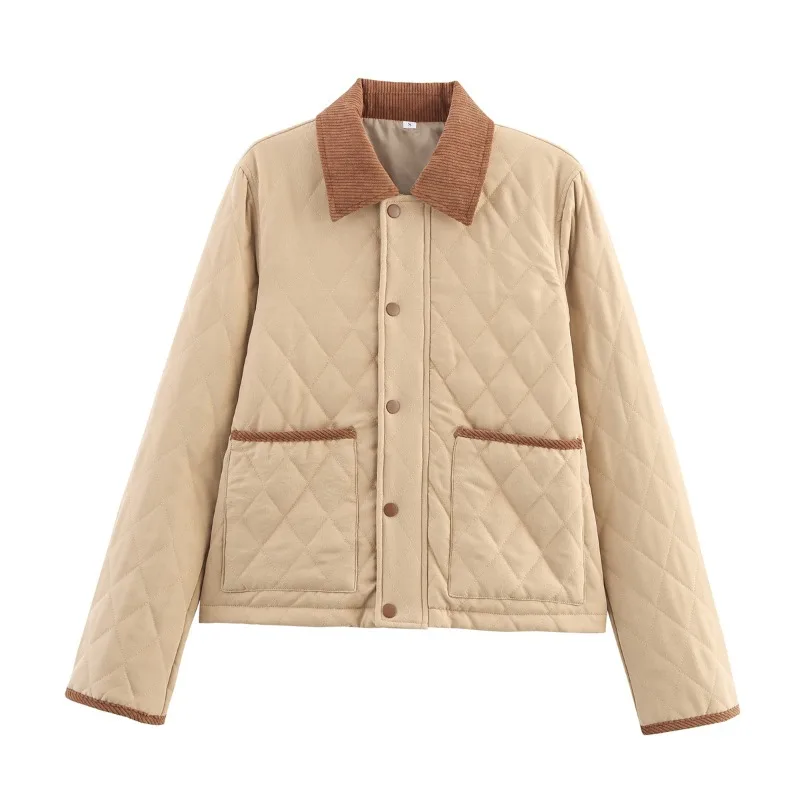 Women 2026 Autumn Winter New Hot Selling Fashion Casual Comfortable Versatile Lapel Collar Vintage Cotton Padded Jacket Coat Top