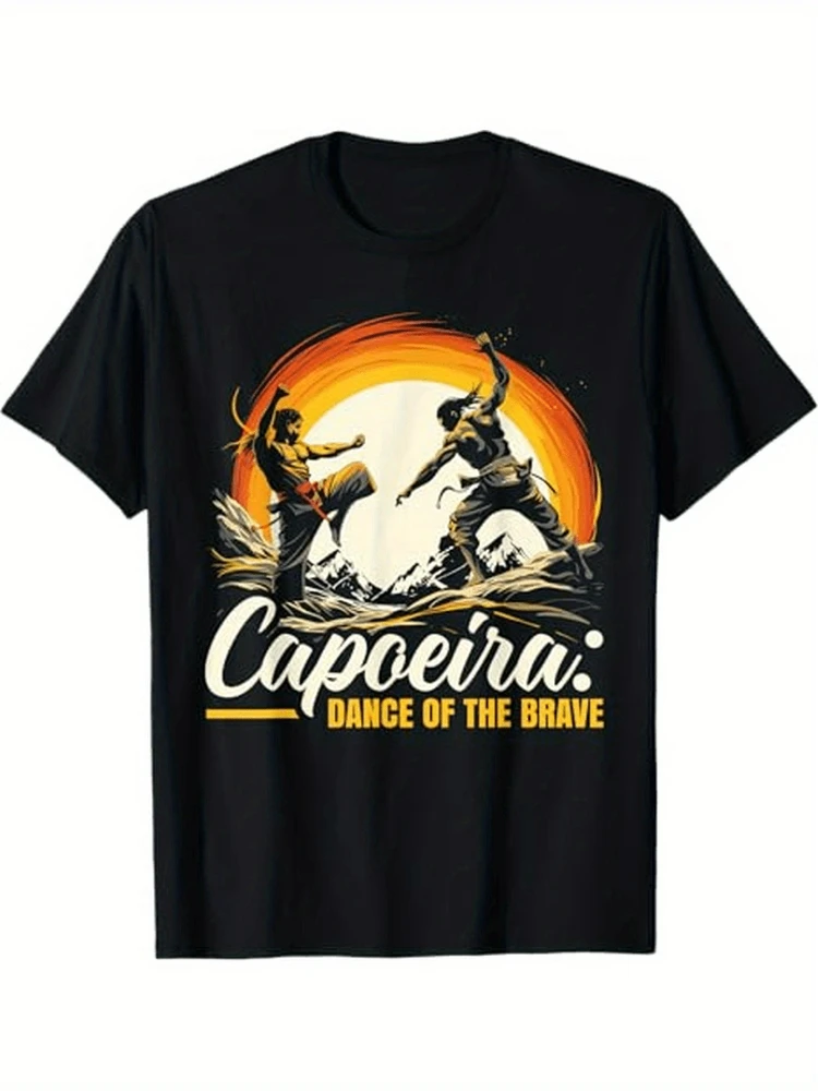 

Men's Capoeira Brazilian Wushu T-shirt-Summer casual 100% cotton round neck short sleeve T-shirt.