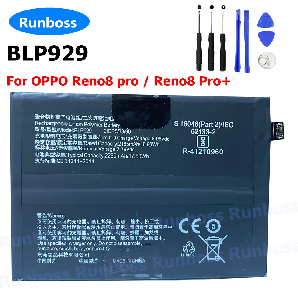 

BLP929 Battery For OPPO Reno 8 Reno8 pro / Reno8 Pro+ Repair Part Original 4500mAh Capacity Mobile Phone Batteries Bateria