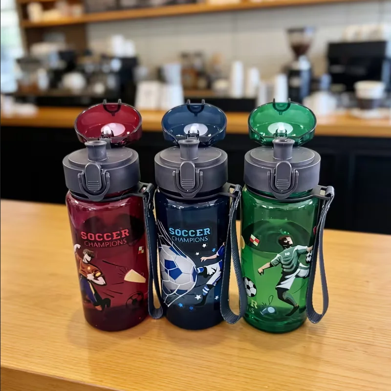 Cute Water Bottle with Carrying Strap, Direct-Drink Cup with Pop-Up Lid and Handle, Leak-Proof Portable Water Bottle 400ml view 4