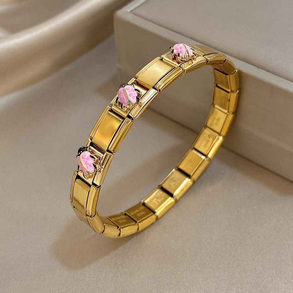 جديد الإيطالية سحر مطاطا الفولاذ المقاوم للصدأ خنفساء سوار أساور للنساء الرجال موضة حزام الساعات ربط سلسلة مجوهرات قابل للتعديل