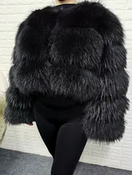 2026 Plus Size tops Black Real Raccoon Fur Coat Women Natural Leather Clothing Curve coat winter jackets outerwears Female Vest