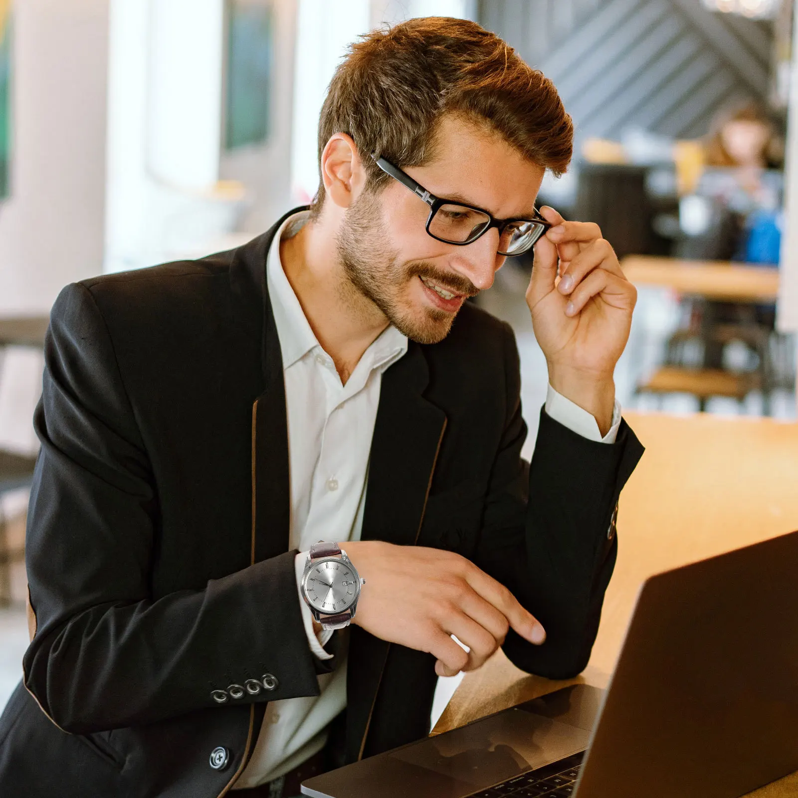 

Men'S Quartz Watch Pu Strap Stainless Brown Color Trendy Wristwatch For Men Boys Gift Band