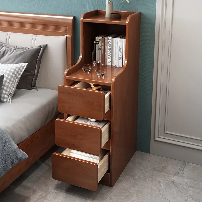 All solid wood bedside table simple modern new light luxury small bedroom bedside storage cabinet ultra-narrow locker complete