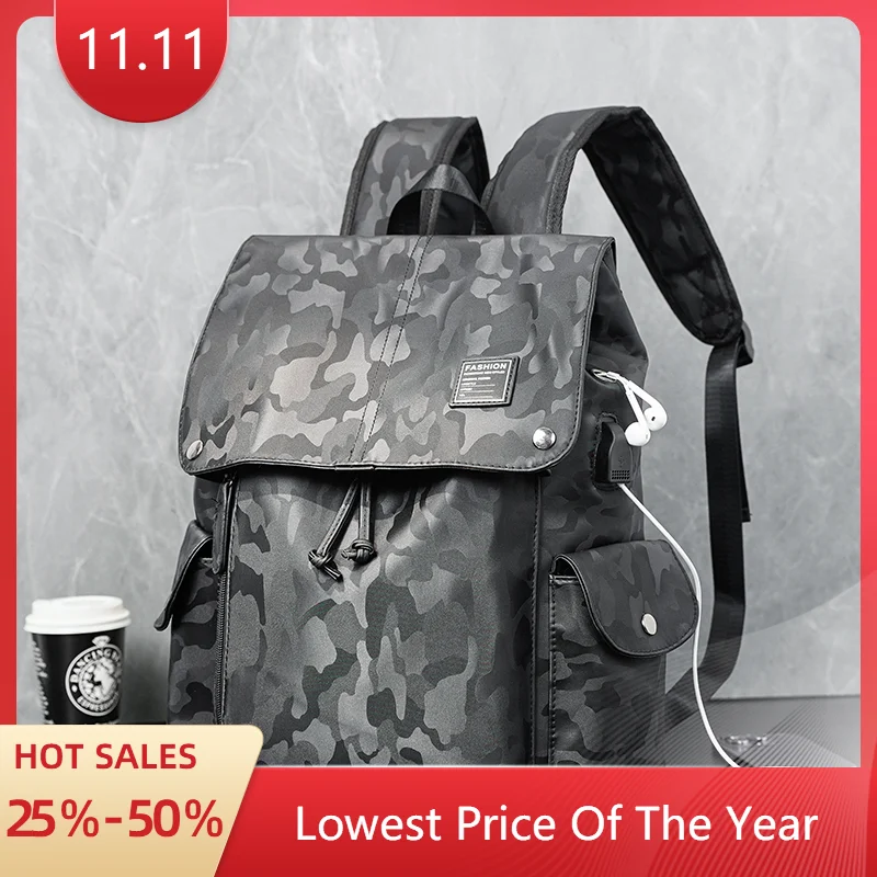 Mochila de camuflagem para homens, mochila de estudante, mochila ao ar livre impermeável, mochila de viagem para laptop