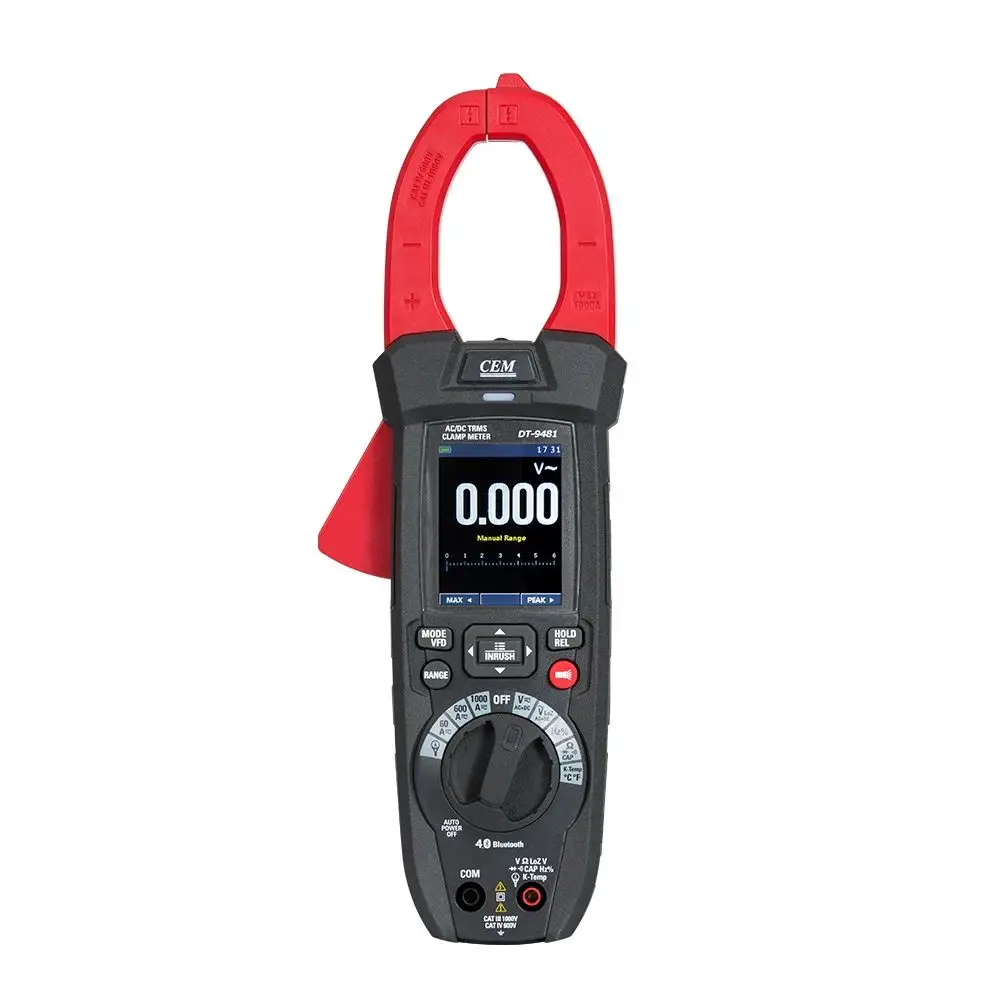 CEM DT-9481 DT-9581 بلوتوث الرقمية المشبك المتعدد صحيح RMS 6000 التهم 3000A 60MΩ مع مصباح يدوي التصوير الحراري
