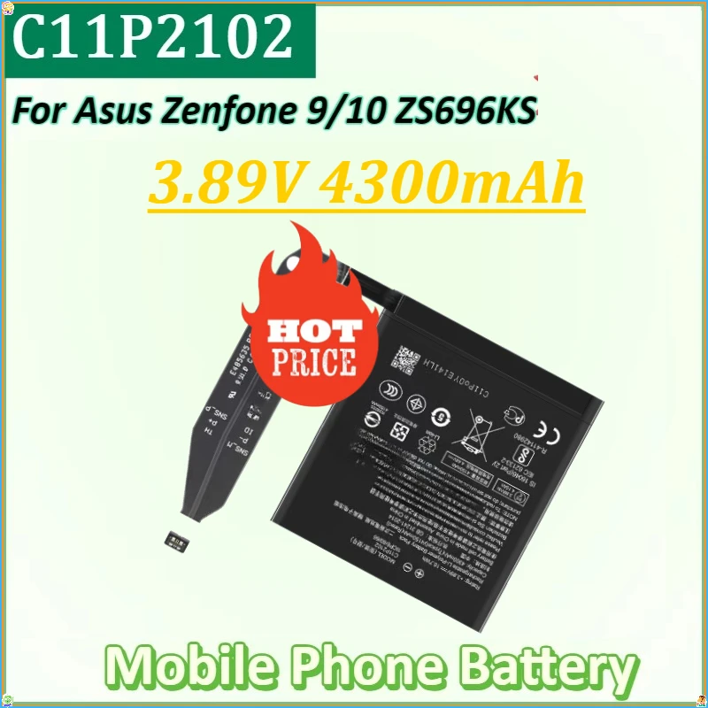 

For Asus Zenfone 9 10 ZS696KS High Capacity Replacement Batteries New C11P2102 3.89V 4300mAh Mobile Phone Battery