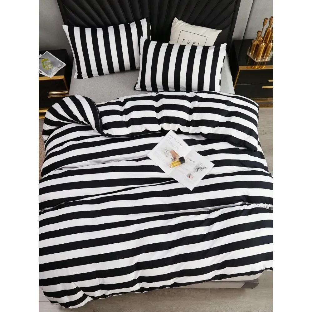 

And White Stripe Duvet Cover And Pillowcase Set Of 3 Without Filler