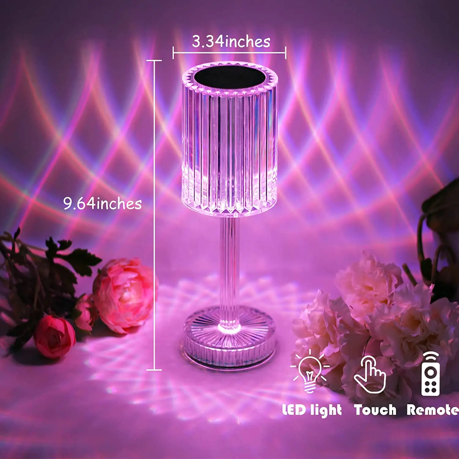 16 Color Changing Diamond Night Light Touch Remote Control Crystal Table Desk Lamp Rechargeable Bedside Lamp For Party Dinner