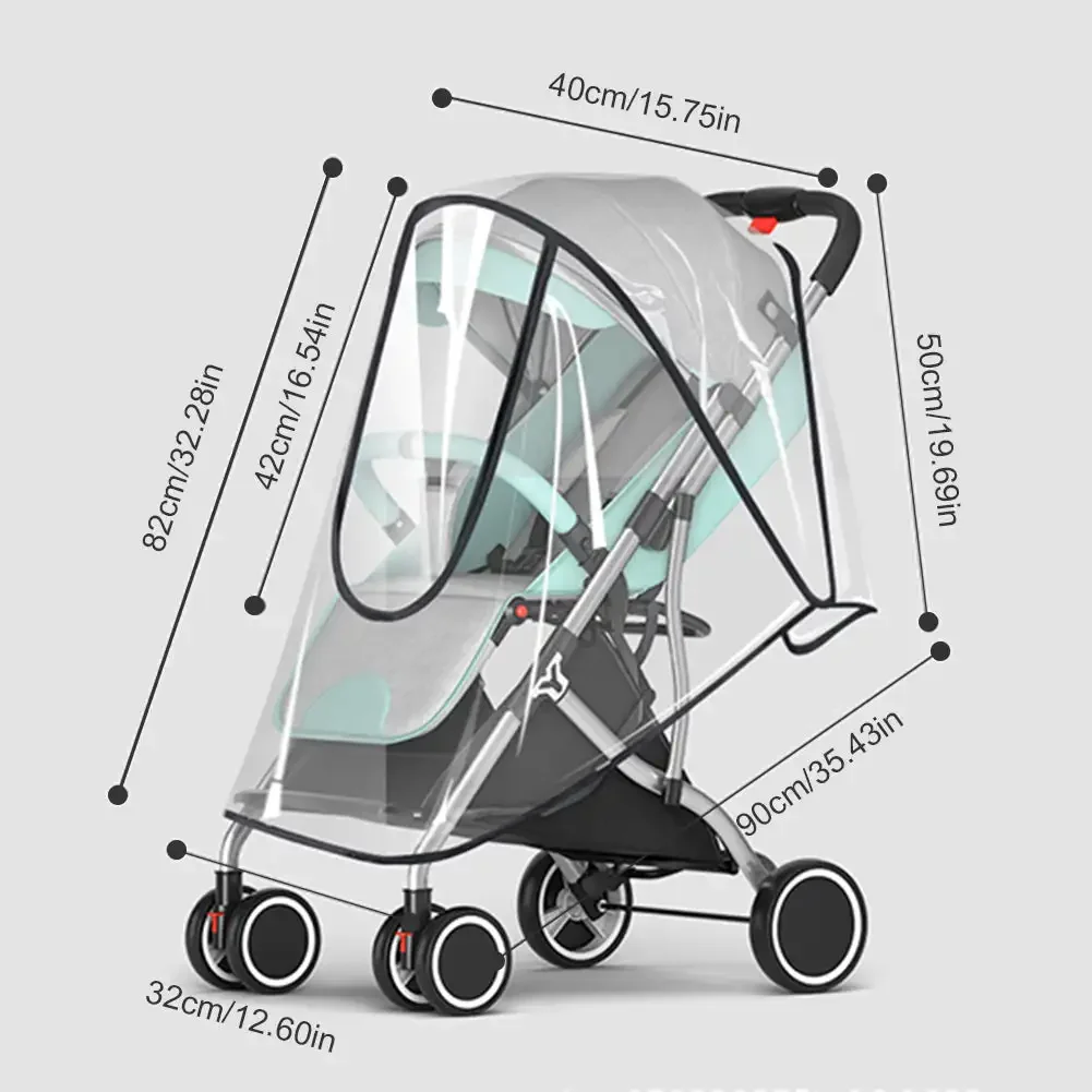 Capa De Chuva De Carrinho De Bebê, Capa De Pram Impermeável, Escudo De Poeira De Vento, Zipper Transparente Aberto Para Pushchairs Raincoat, Acessórios De Carrinho De Carrinho