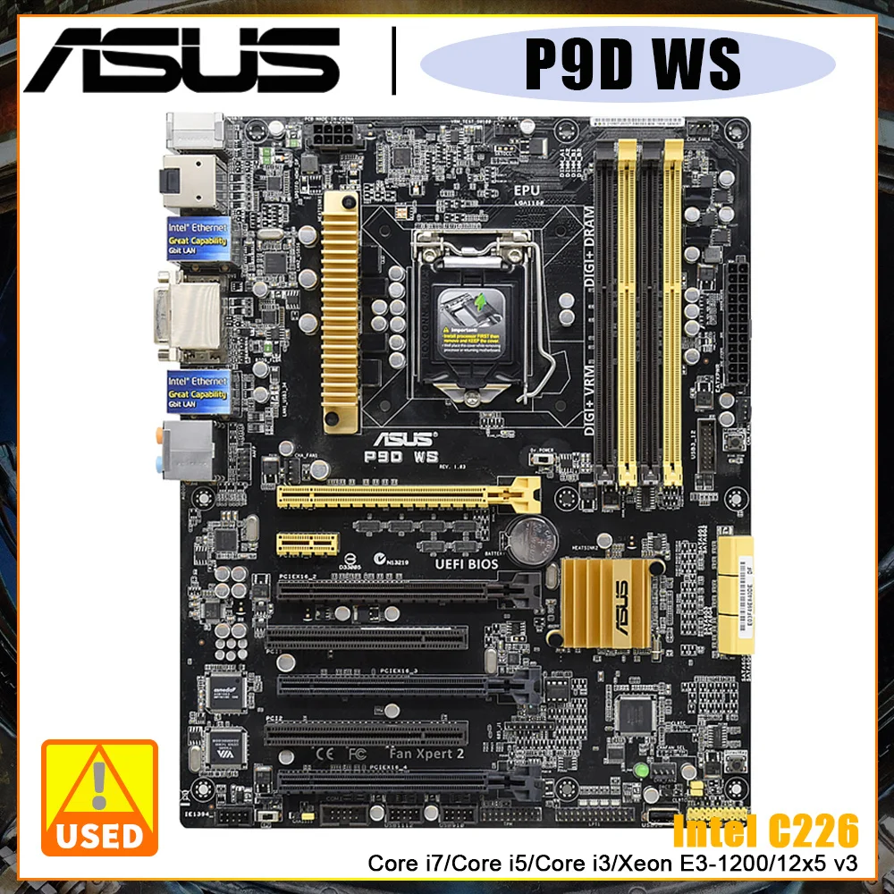 

ASUS P9D WS Motherboard with Intel C226 Chipset Socket 1150 Supports Intel 22nm Processor Core i7 i5 i3/Xeon E3-1200/12x5 v3