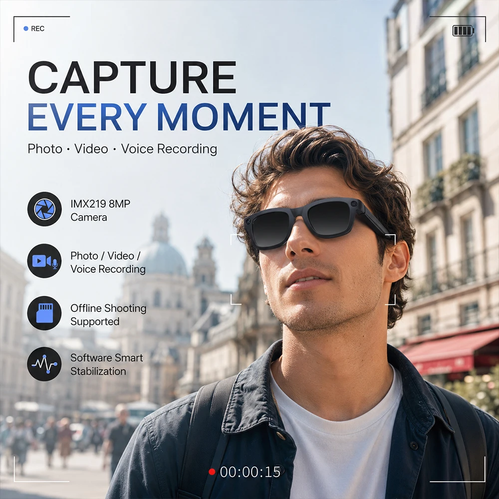 AI Smart Glasses 800W Camera A - Audio Music Recognition review and price