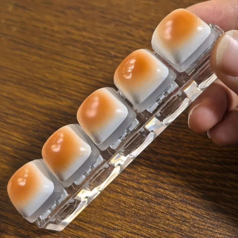 Caramel Bread Design Fidget Keychain DIY Keyboard Keys Button Button Keycap Keychain Keycap Steamed Bread Clicker Adult