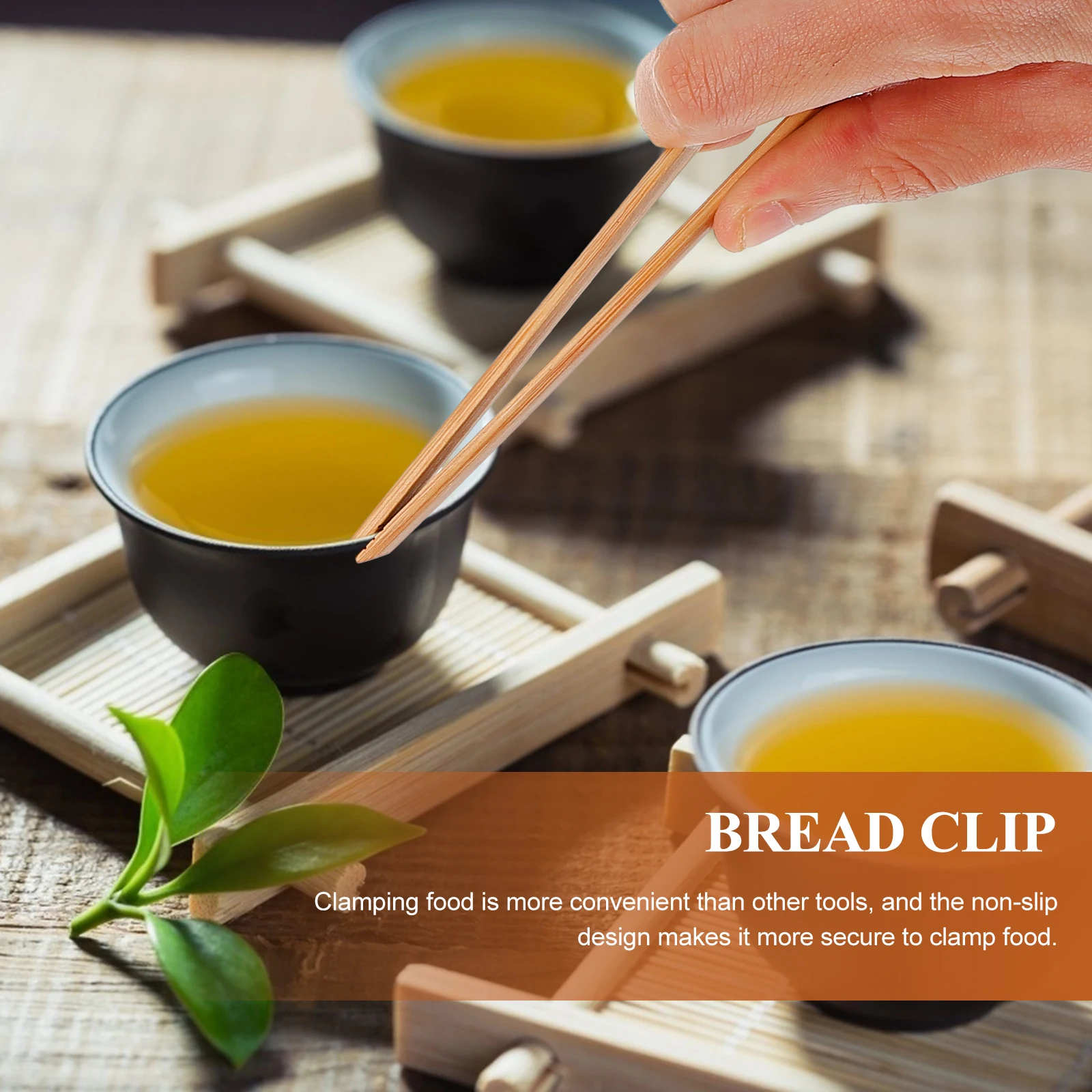 

Tea Ceremony Bamboo Clip Eco-Friendly Non-Slip Ergonomic Handle Kitchen Food Serving Tong Cake Bbq Tool Accessory