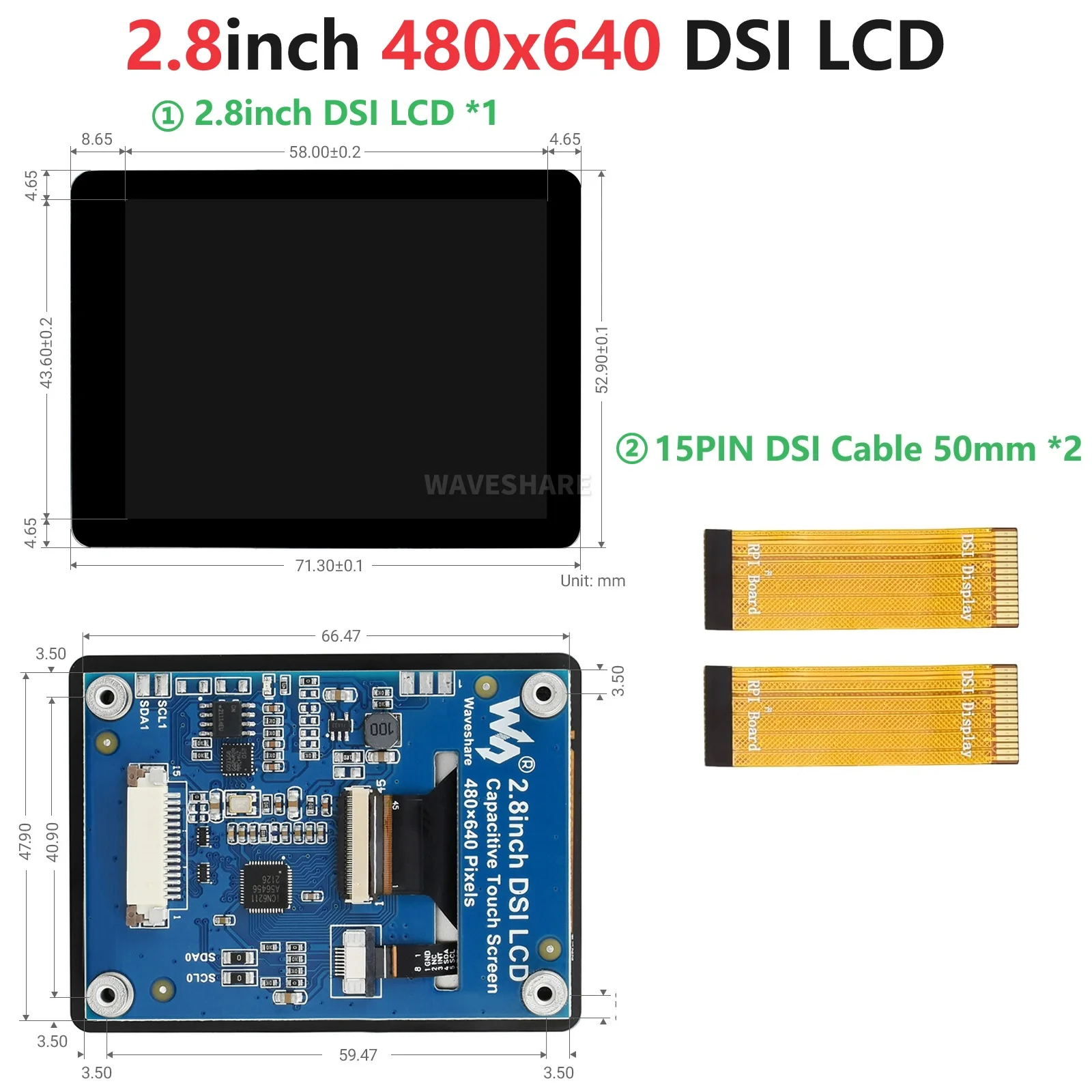 Raspberry Pi5 Display MIPI DSI LCD 5 Points Capacitive Touchscreen High Resolution IPS Screen for RPi5 Pi4B Pi3B CM4S CM4 CM3