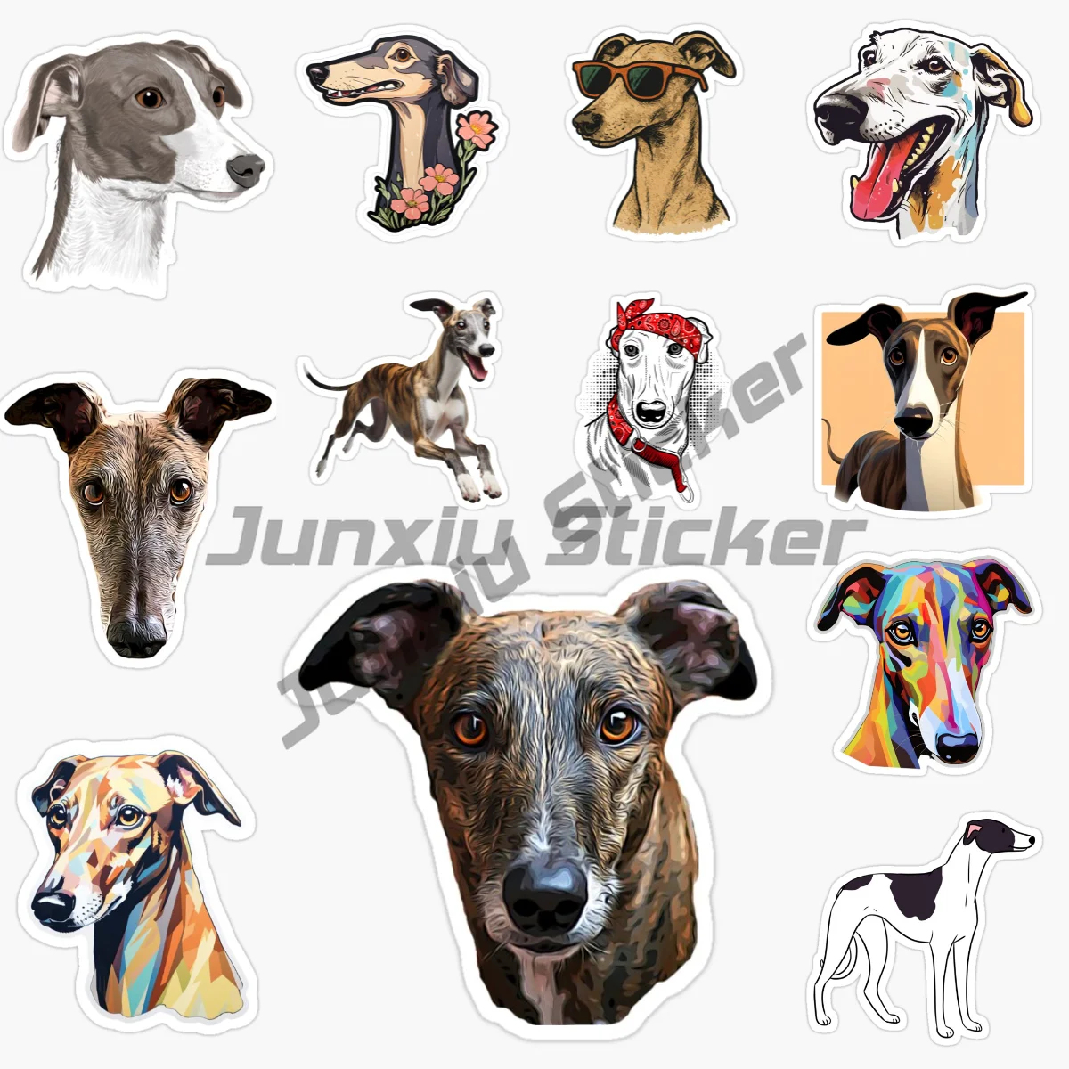 

Spanish Lion Dog Greyhound Car Stickers Vinyl Self Adhesive Flower Laptop Luggage Auto Bumper Decal Waterproof Car Accessories