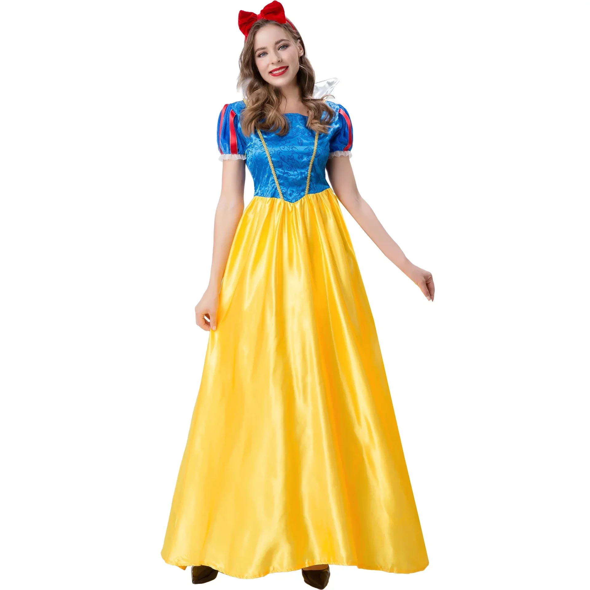 

Halloween Cosplay Snow White Costume Adult Fairy Tale Princess Dress M-XXL