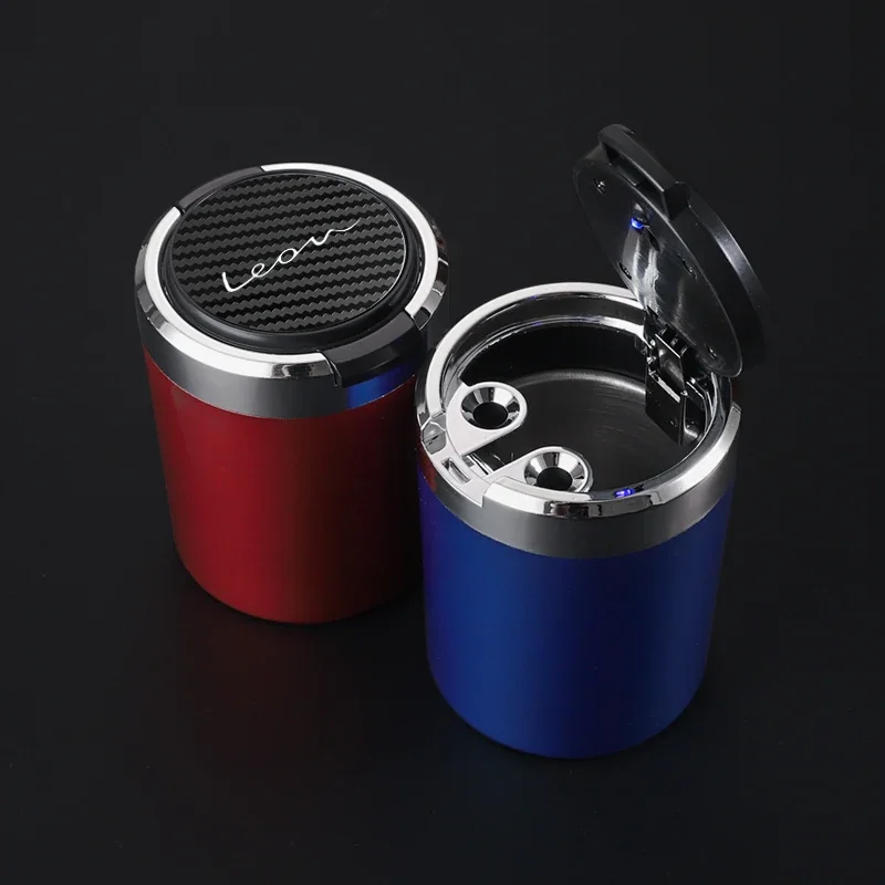Portable car ashtray with LED light detachable car ashtray for  SEAT LEON with logo Car Accessories