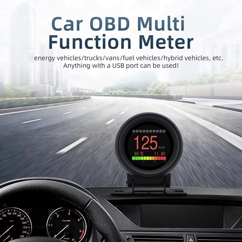 

Car OBD Speedometer Heads Up Display Digital Meter Mileage Water Temp Oil Pressure Time Distance Speed Gauge