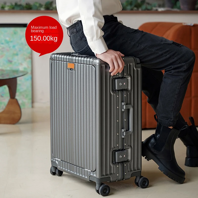 ワイドハンドルワンクリック開閉トラベルスーツケース軽量アルミフレームスーツケース搭乗ボックスビジネスコンピューターバッグ24インチ