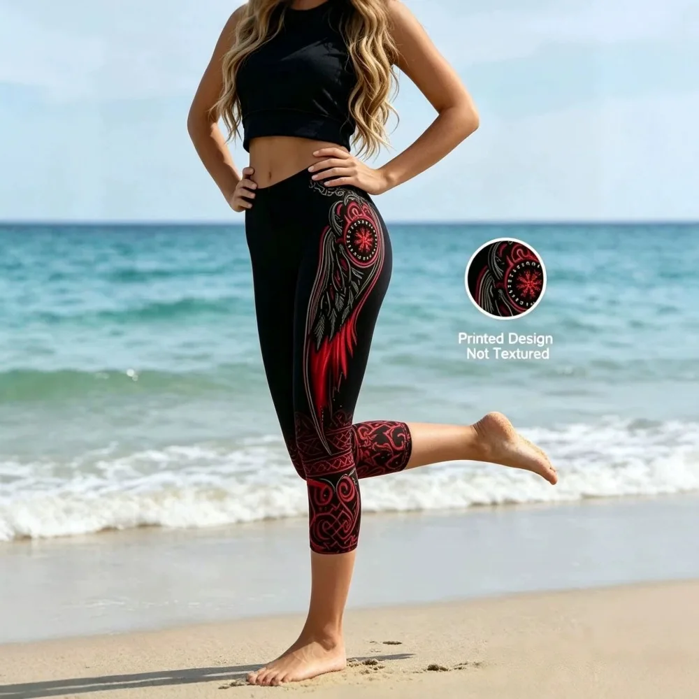 Women Retro Comic Graffiti Letter Print High Waisted Leggings Slimming Skin-Friendly Breathable Soft Flattering Gym  Comfy