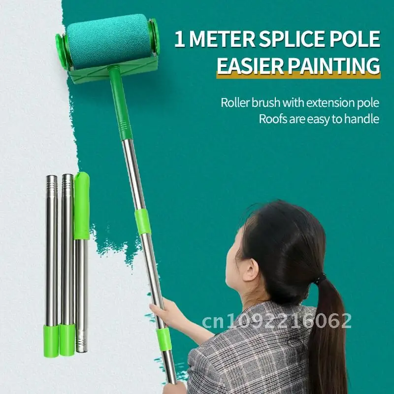 Kit de pinceaux à rouleau de peinture Pro, outil de poignée de peinture murale avec murs de brosse à coureur de peinture et 3 et pour poteaux d'extension de plafond