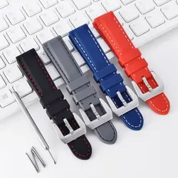 WOCCI Sports Soft Rubber Watchband 18mm 20mm 22mm Silicone Watch Strap Men Black Blue Grey Orange Replacement Large Steel Buckle