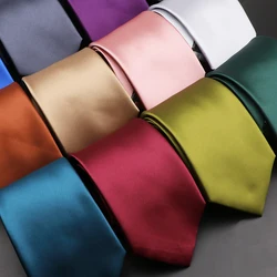 Tie For Men Formal Skinny Size Neckties Classic Men's Solid Colorful Wedding Ties 3.15inch Groom Gentleman Narrow Red gravata