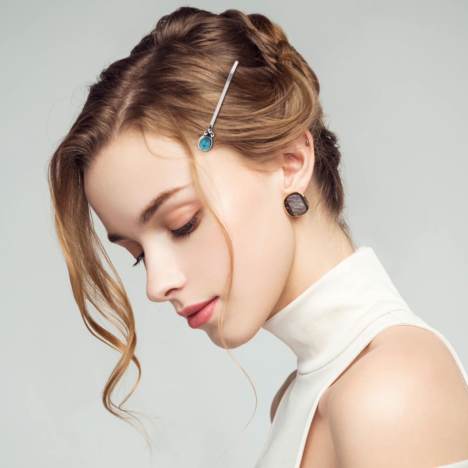 

3 Pcs Hair Clip Set Boho Bobby Pins for Women Decorative Turquoise Woman Style Clips