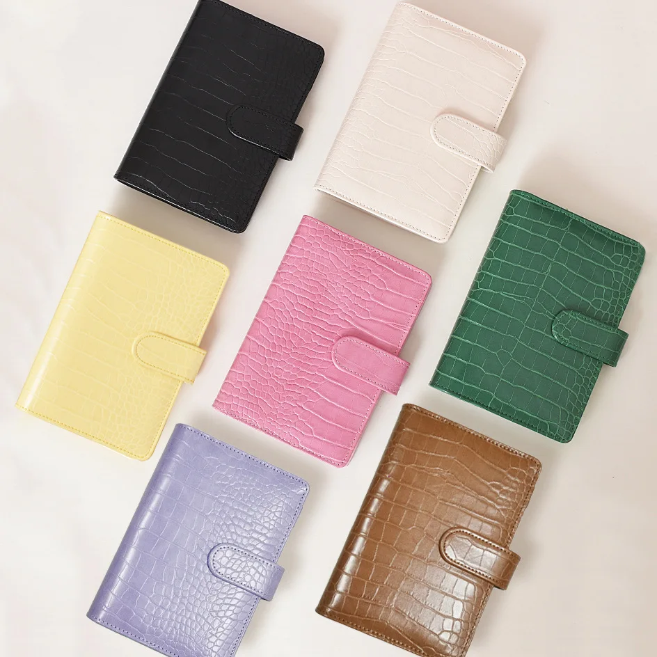 A5/A6 PU Macaroon Crocodile Pattern Loose-Leaf Only Cover Binder Dairy Travelers Leather Notebook