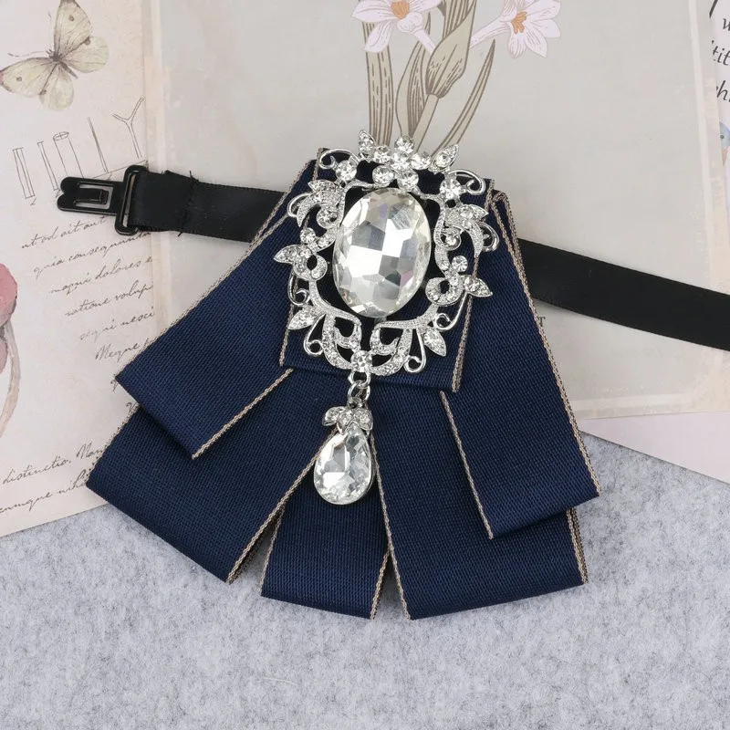 Hand-made Mann Neue Retro Strass Band Fliege Diamant Brosche frauen Hemd Kragen Solide Business Büro Muster krawatten – Detail 5