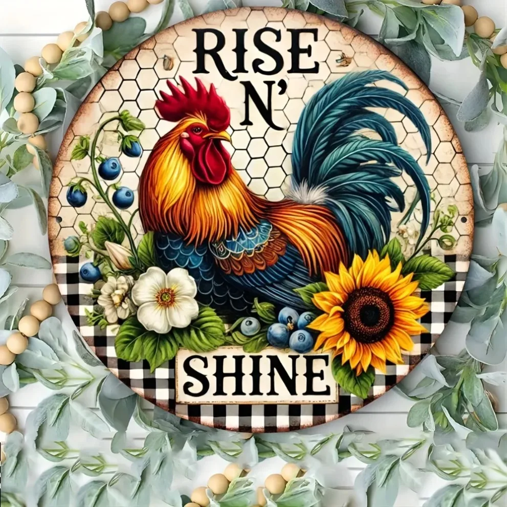 علامة معدنية على شكل عباد الشمس لتزيين الحائط فن حديدي لديكور المنزل من حظيرة الدجاج