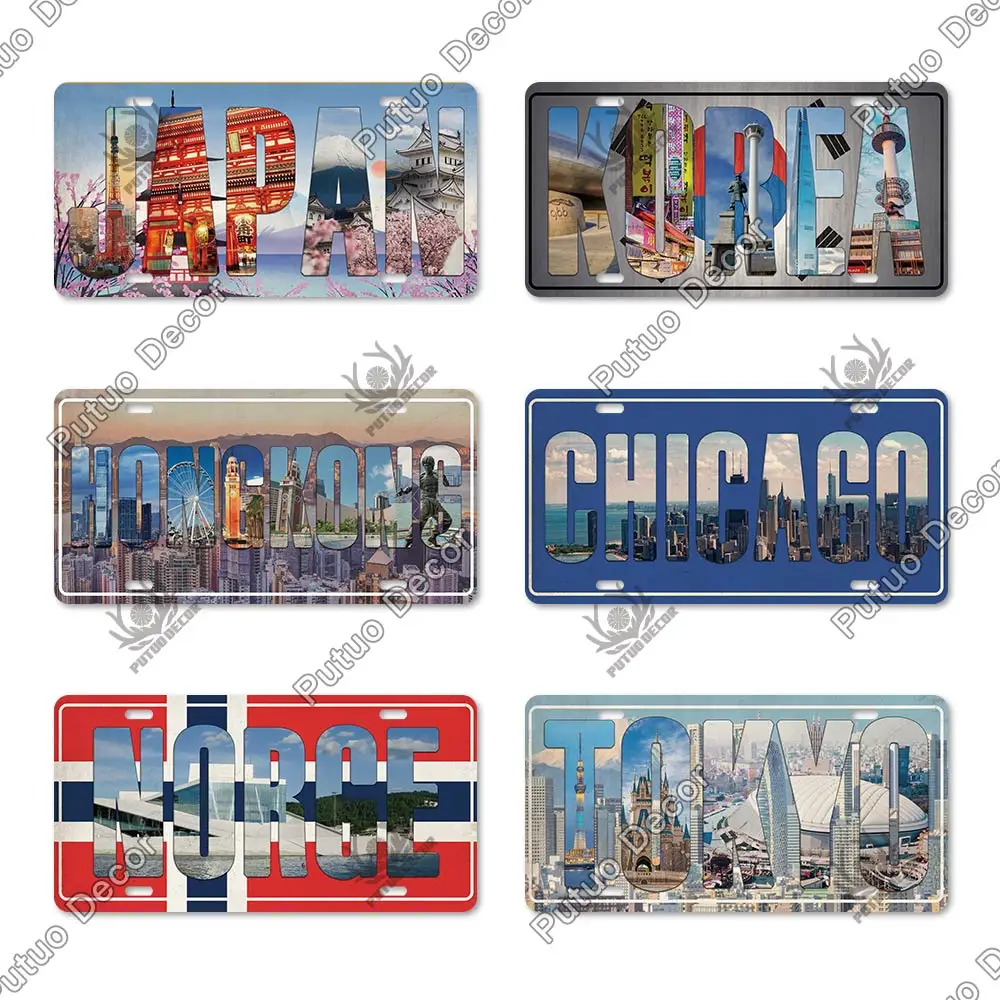 Putuo Decor The Scenery Licenses Plate Metal Sign Plaque Metal Vintage Decoration for Living Room Door Club Home Wall Decor