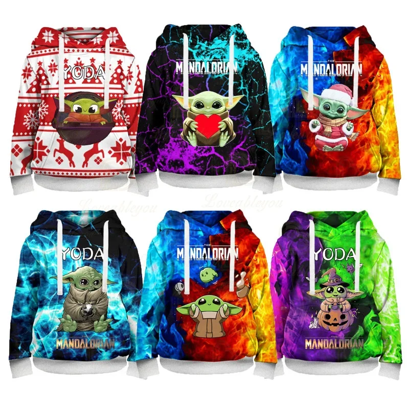 Children Baby Yoda Outfit Hoodie Boy Girls 3D Pullovers Kids 100-160 Sweatshirt Disney Clothing Birthday Christmas Gifts