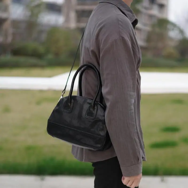 

weekend shopping luxury genuine leather women's handbag casual designer handmade real cow leather black shoulder crossbody bag