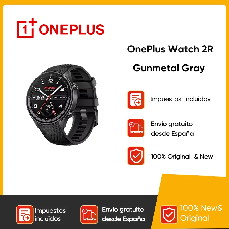 2024 Smartwatch OnePlus Watch 2R 1.43'' AMOLED Screen Snapdragon W5 Gen 1+​BES2700 100H Battery Life WiFi Wear OS by Google GPS