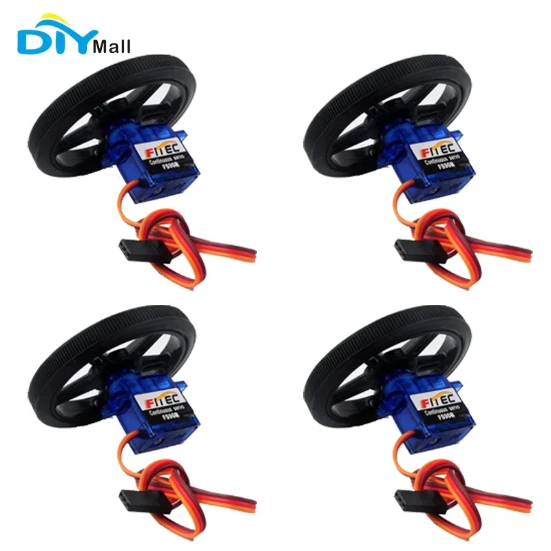 

4Set Feetech FS90R 360 Degree Continuous Rotation Micro RC Servo 6V 1.5KG with Wheel for Arduino Microbit Drone Accessories
