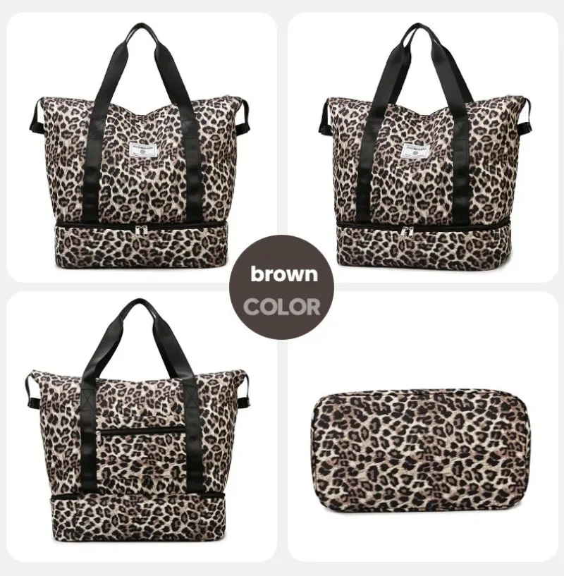 Modische Leopardenmuster-Reisetasche Sport- und Fitnesstasche Yoga-Handtasche Geeignet für Reisen, Fitness, Tourismus, Yoga und Andere Aktivitäten – Detail 16